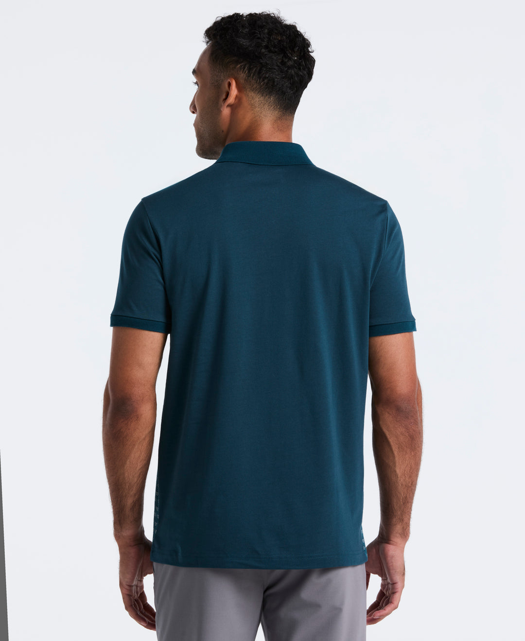 Diamond Jacquard Cotton Polo (Reflecting Pond) 