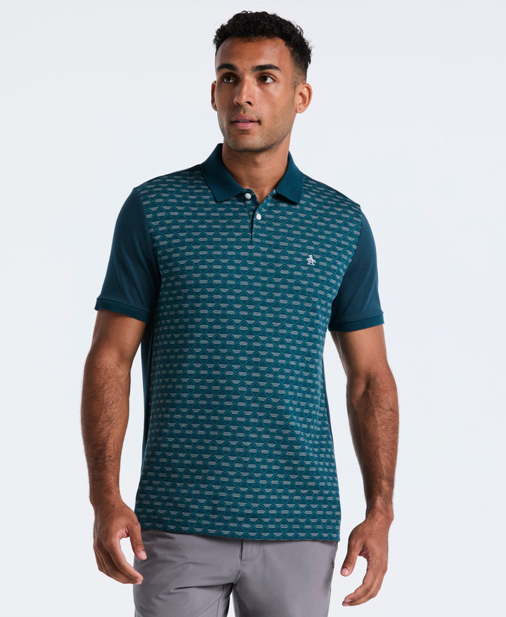 Diamond Jacquard Cotton Polo (Reflecting Pond) 