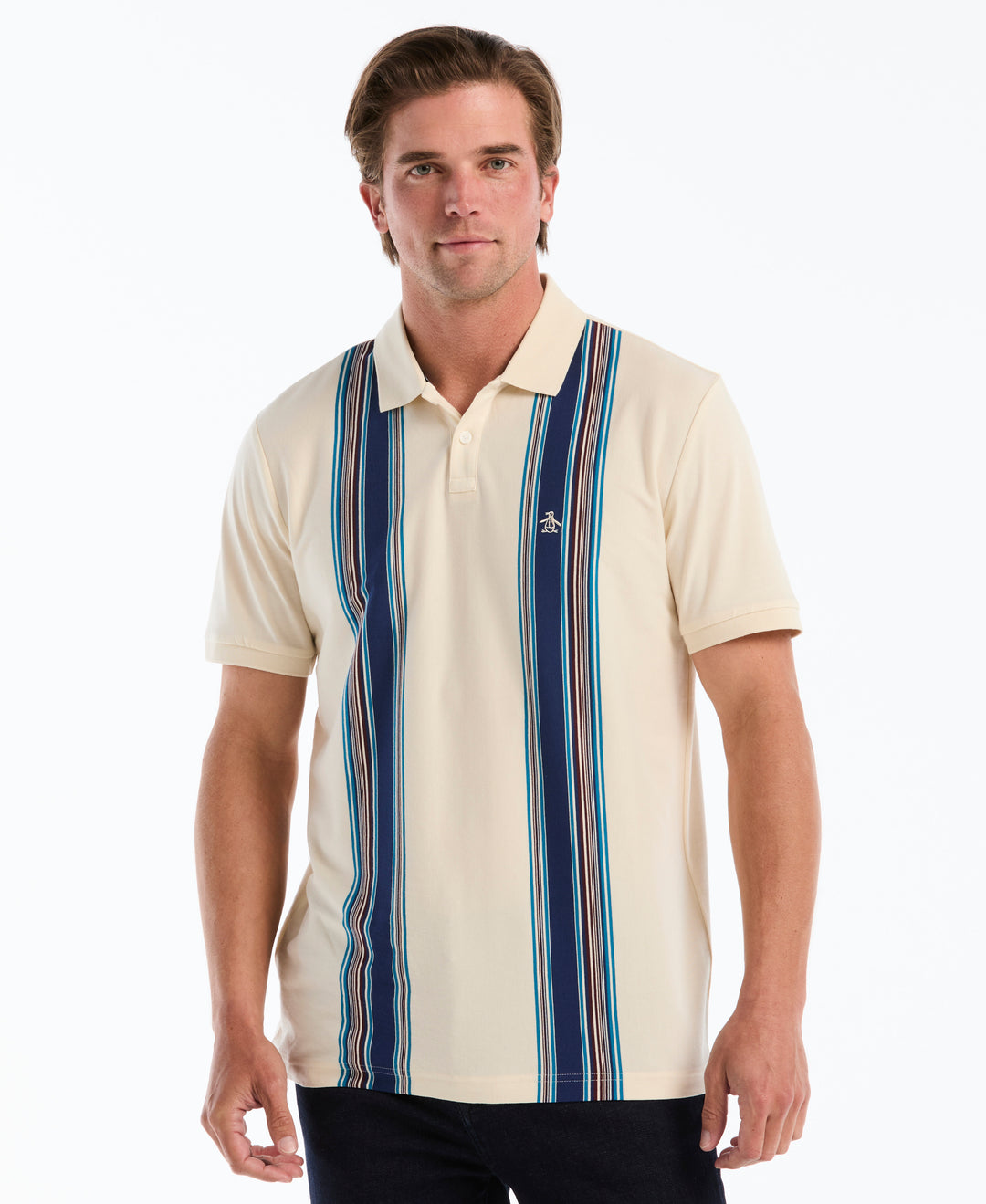 Cotton Vertical Stripe Polo (Birch) 