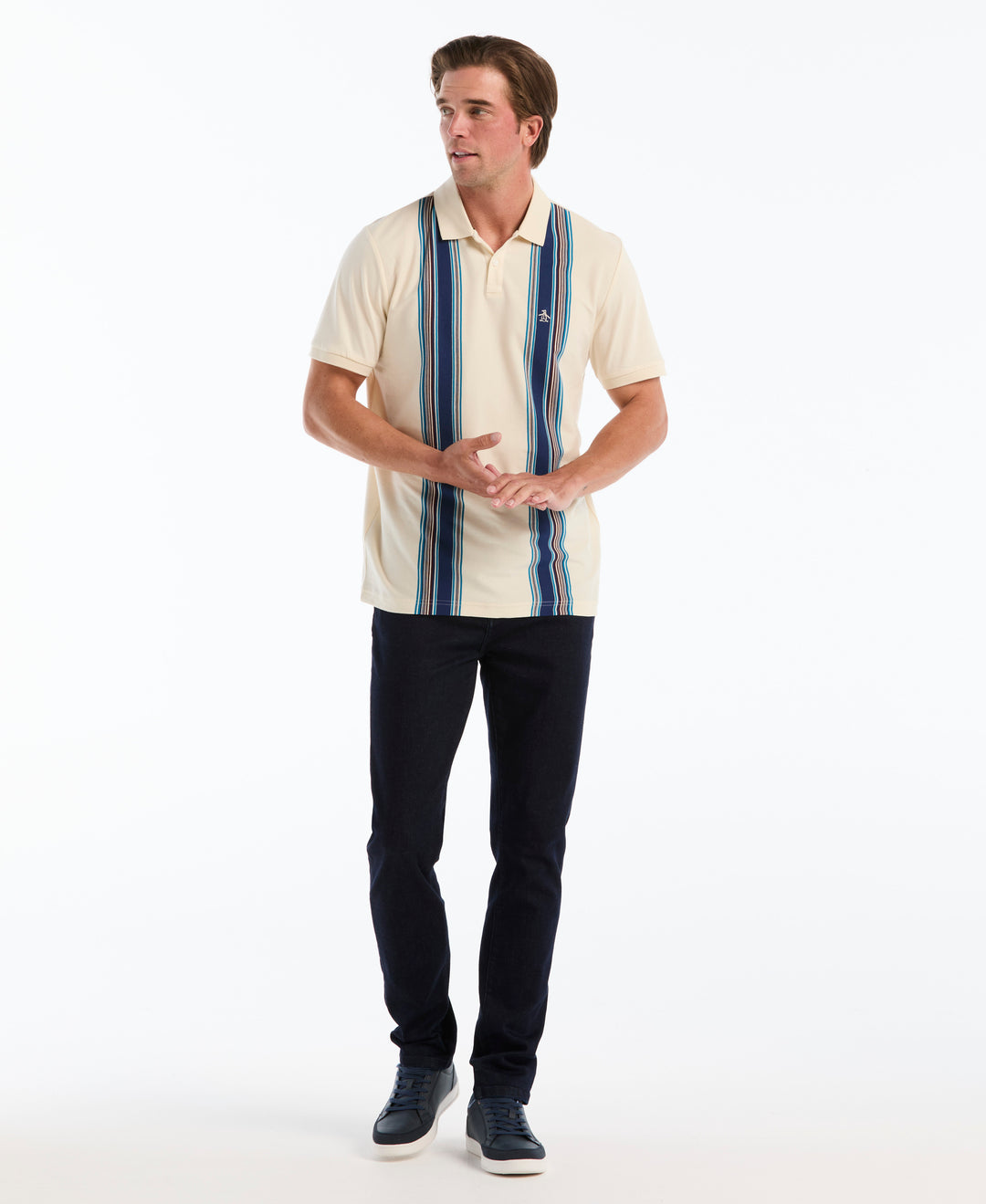 Cotton Vertical Stripe Polo (Birch) 