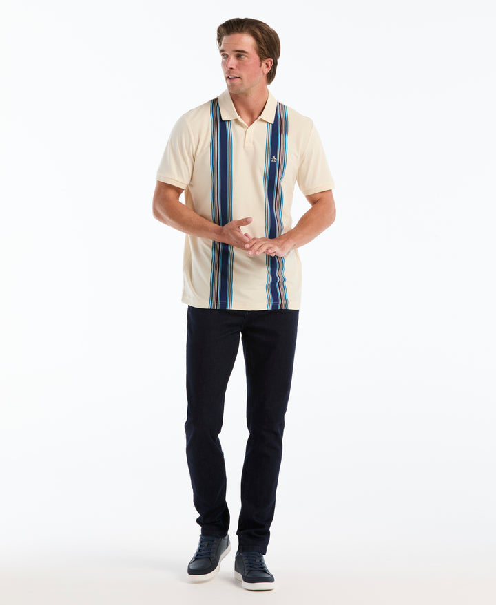 Cotton Vertical Stripe Polo (Birch) 