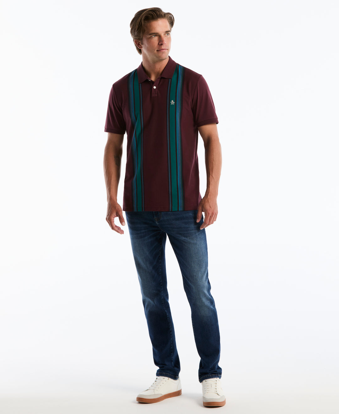 Cotton Vertical Stripe Polo (Port Royale) 