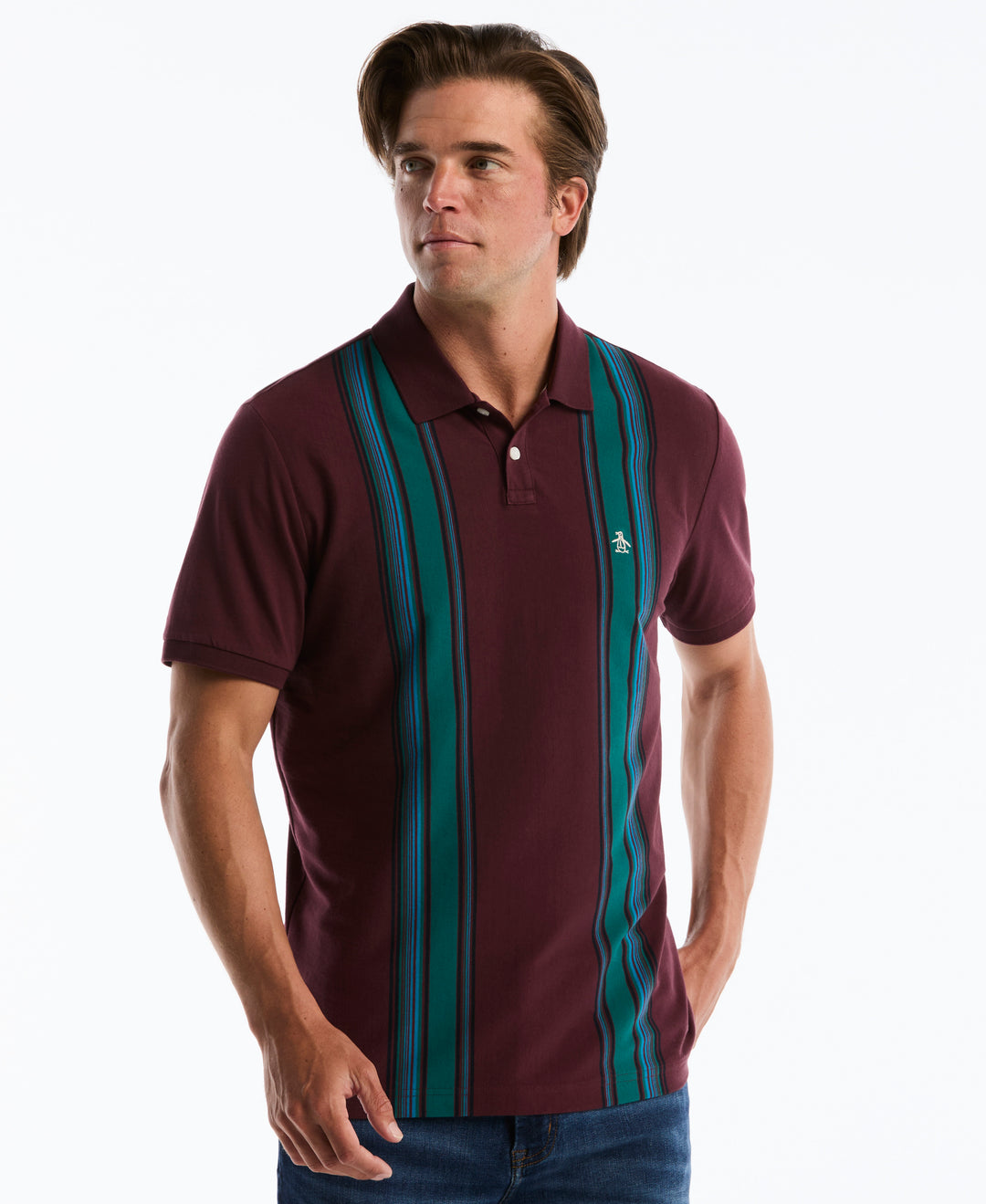 Cotton Vertical Stripe Polo (Port Royale) 