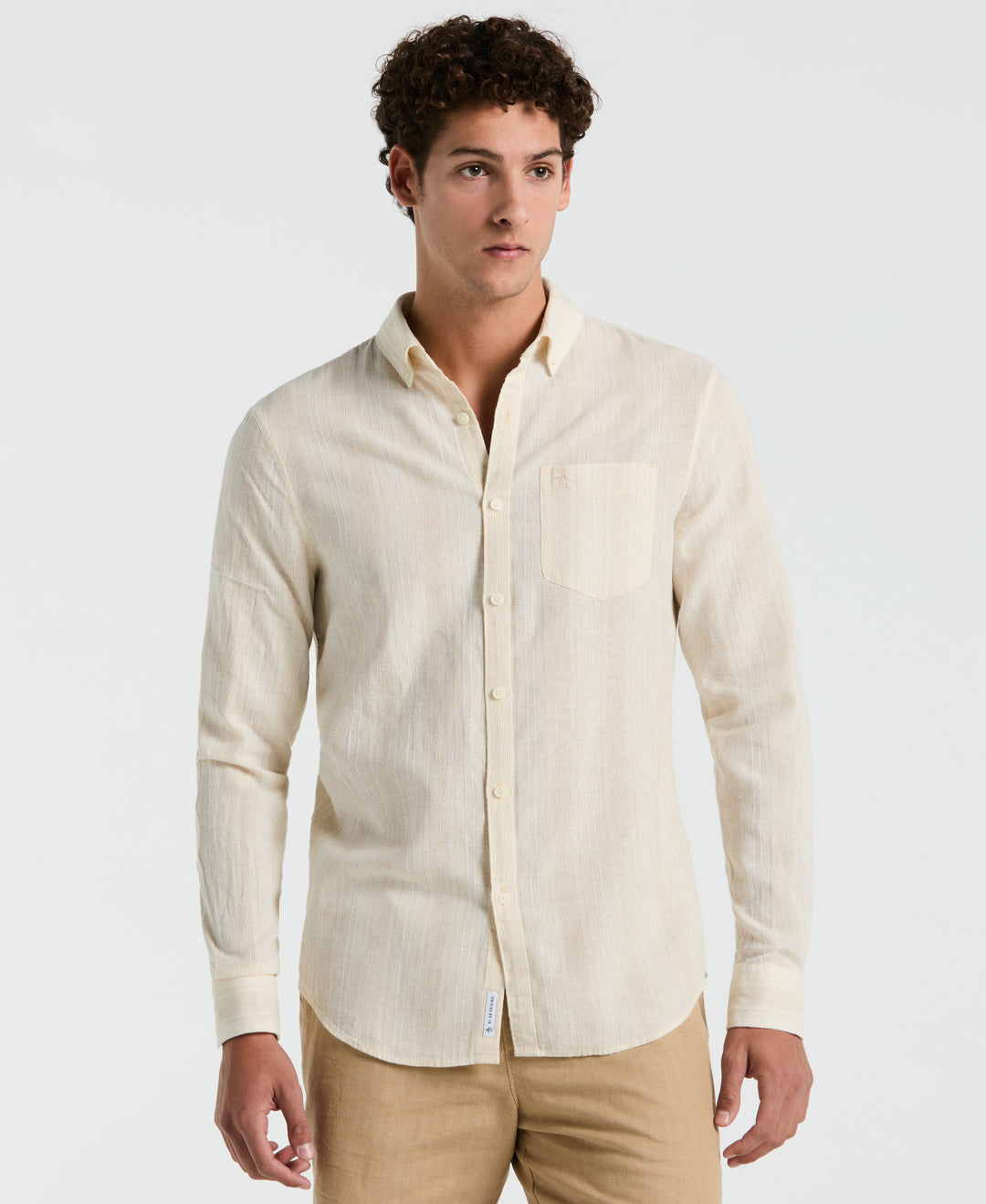 Long Sleeve Dobby Vertical Stripe Shirt (Birch) 