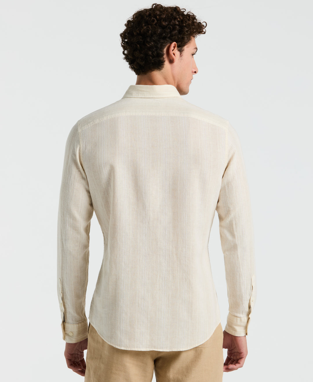Long Sleeve Dobby Vertical Stripe Shirt (Birch) 