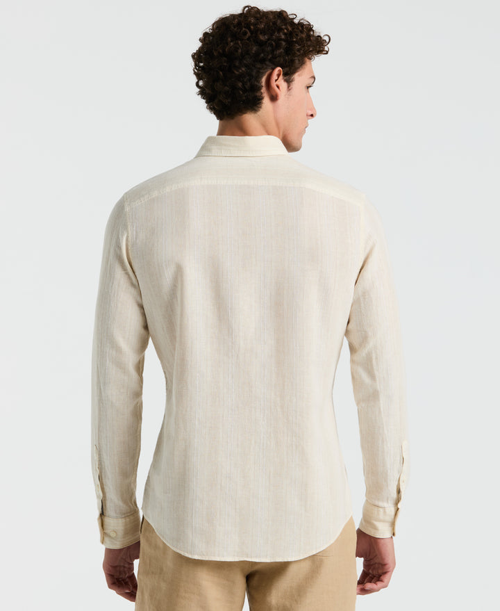 Long Sleeve Dobby Vertical Stripe Shirt (Birch) 