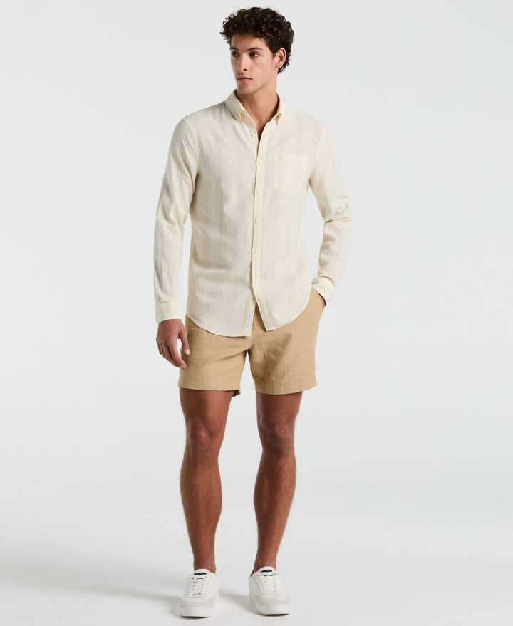 Long Sleeve Dobby Vertical Stripe Shirt (Birch) 