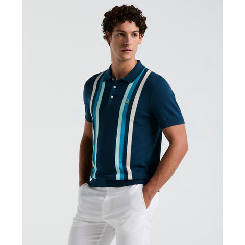 Vertical Stripe Sweater Polo (Blue Wing Teal) 