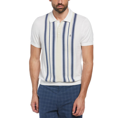 Vertical Stripe Sweater Polo (Bright White) 