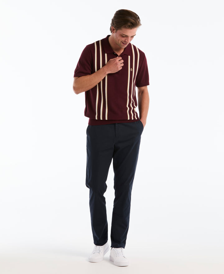 Cotton Vertical Stripe Sweater Polo (Port Royale) 