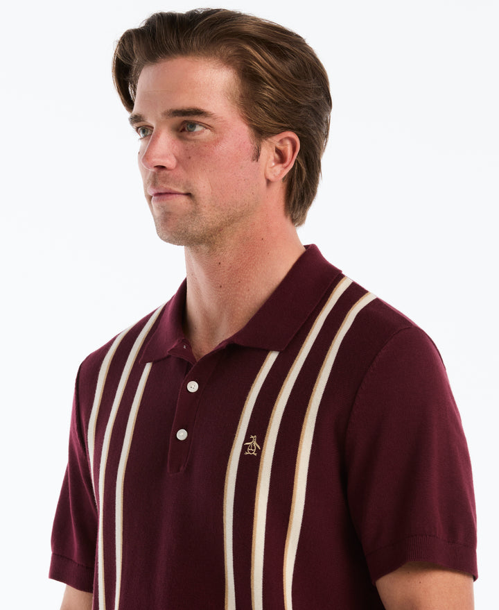 Cotton Vertical Stripe Sweater Polo (Port Royale) 