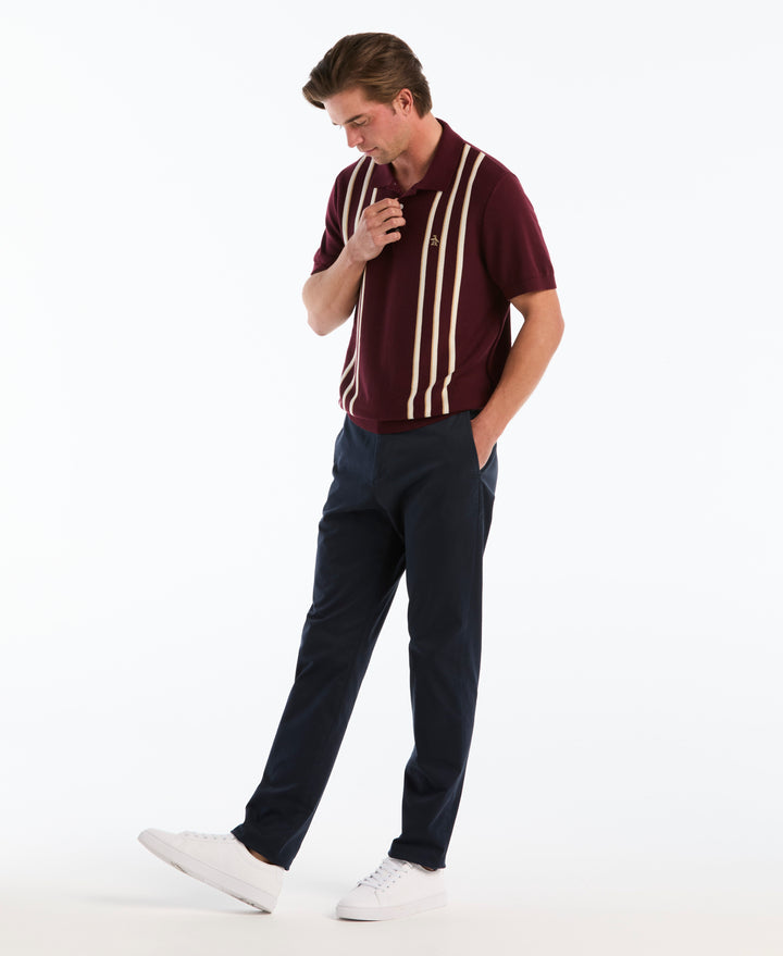 Cotton Vertical Stripe Sweater Polo (Port Royale) 