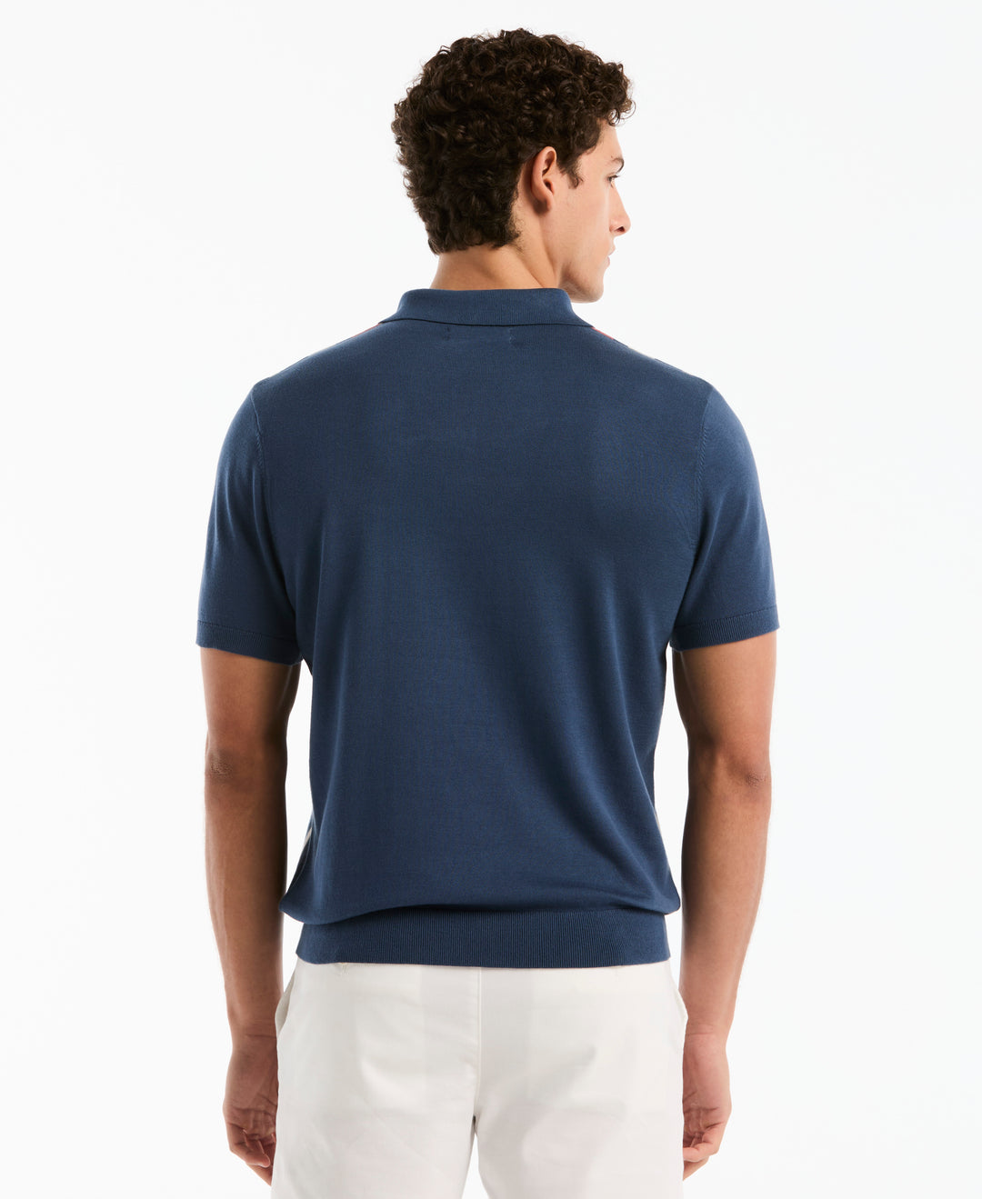 Cotton Vertical Stripe Sweater Polo (Sargasso Sea) 