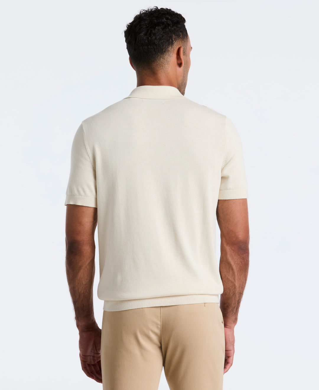 Cotton Vertical Stripe Sweater Polo (Birch) 