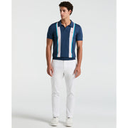 Vertical Stripe Sweater Polo Shirt (Sargasso Sea) 