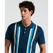 Vertical Stripe Sweater Polo (Blue Wing Teal) 
