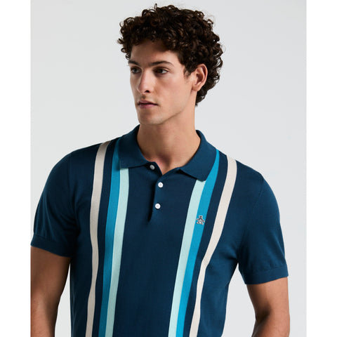 Vertical Stripe Sweater Polo (Blue Wing Teal) 