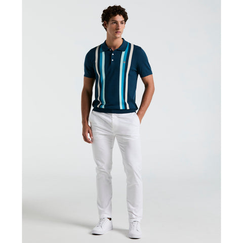 Vertical Stripe Sweater Polo (Blue Wing Teal) 
