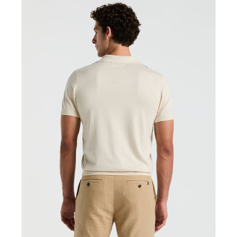 Vertical Stripe Sweater Polo Shirt (Birch) 