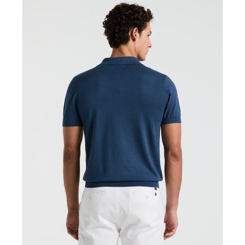 Vertical Stripe Sweater Polo Shirt (Sargasso Sea) 
