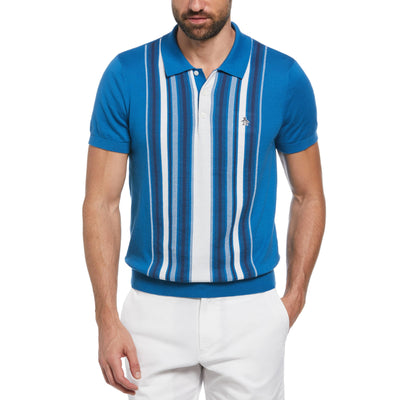 Vertical Stripe Sweater Polo (Vallarta Blue) 