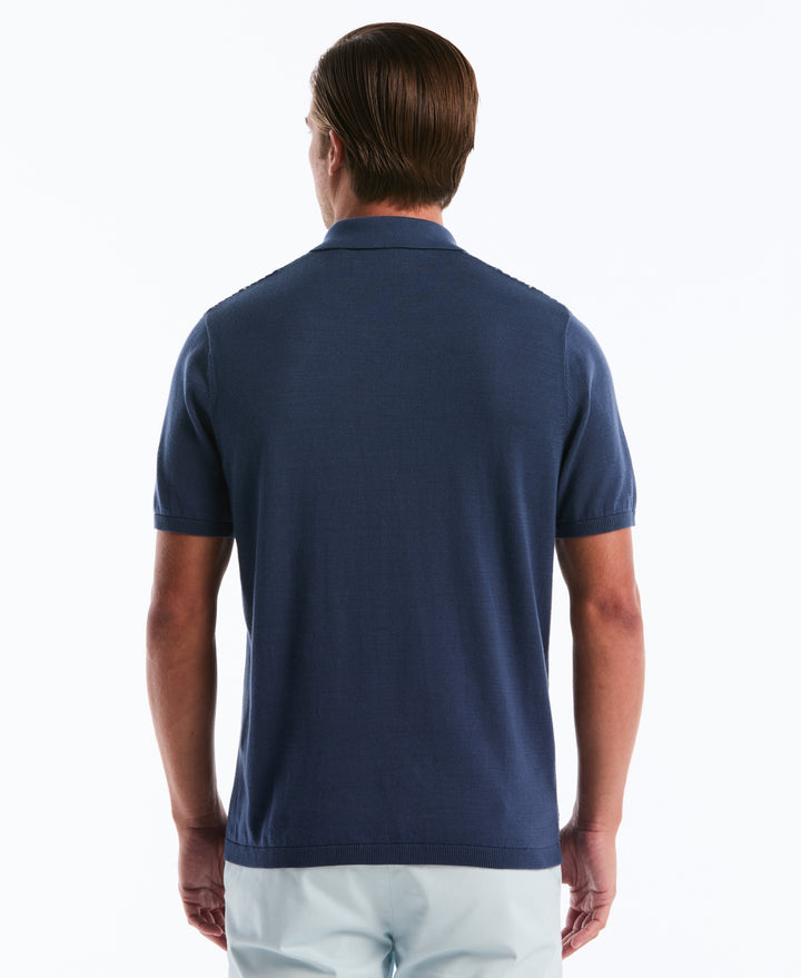 Vertical Stripe Sweater Polo (Sargasso Sea) 