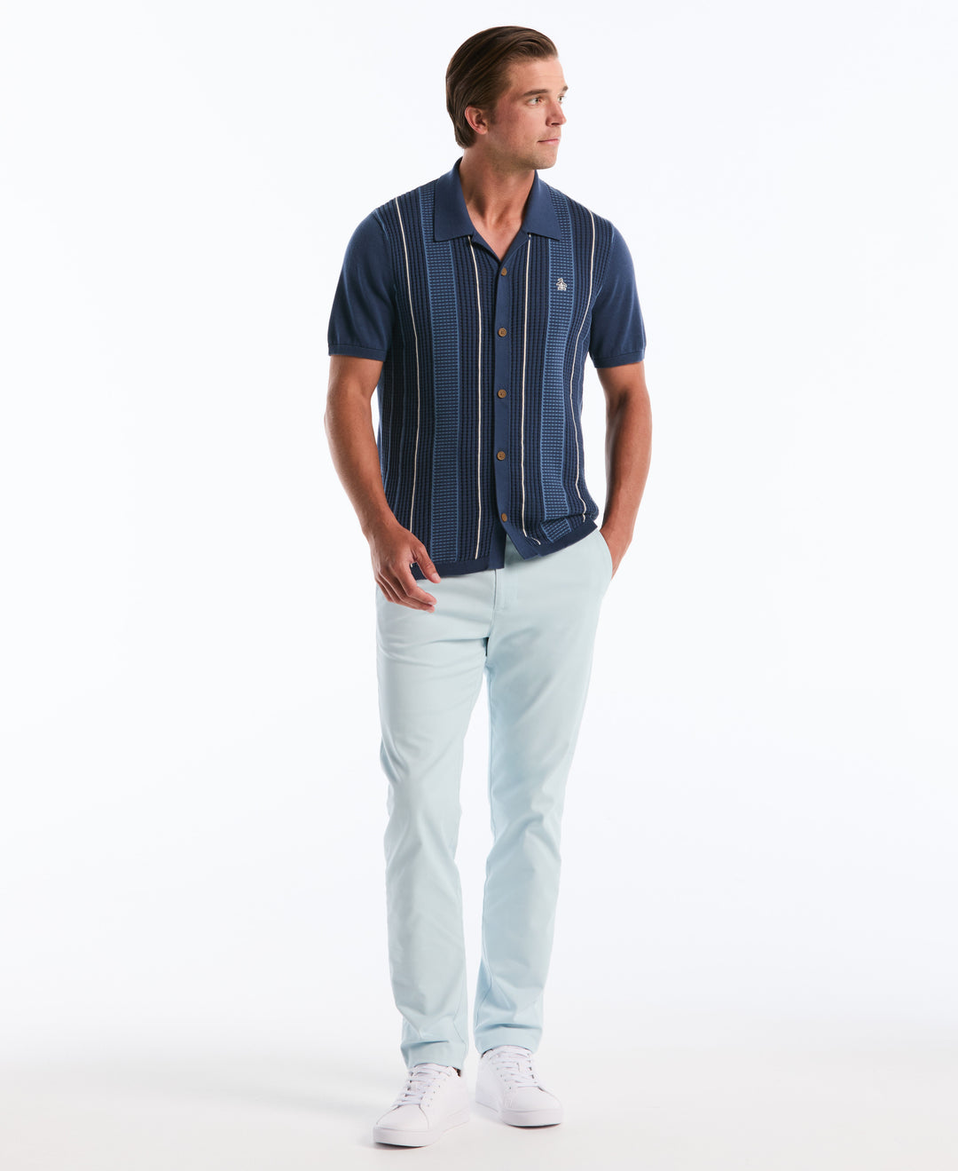 Vertical Stripe Sweater Polo (Sargasso Sea) 