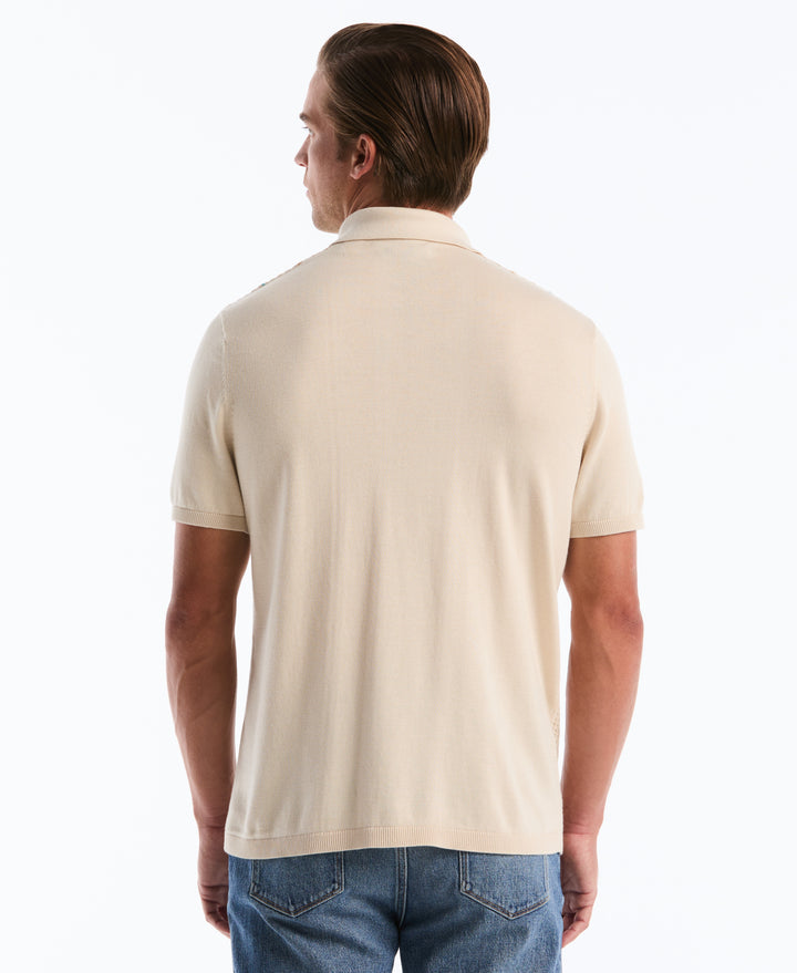 Jacquard Vertical Stripe Cotton Sweater (Birch) 