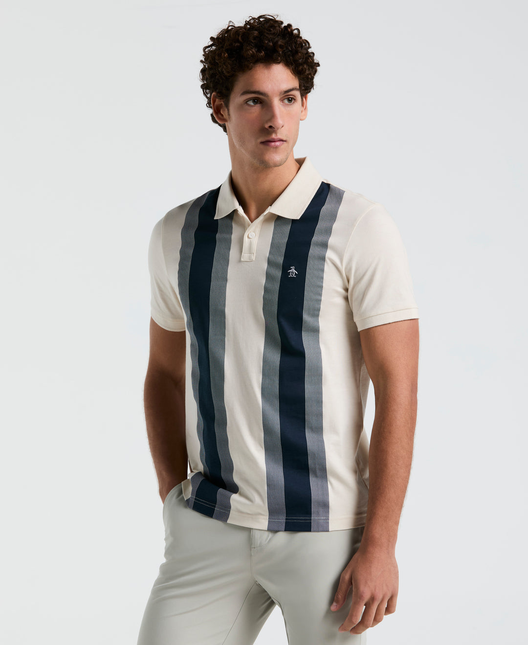 Jersey Vertical Wide Stripe Polo (Birch) 