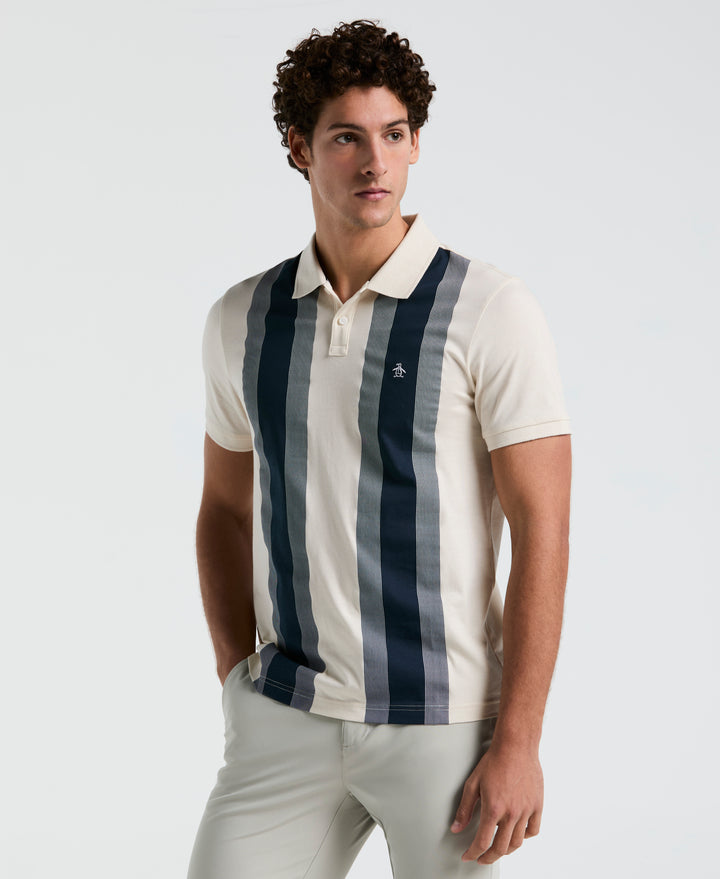 Jersey Vertical Wide Stripe Polo (Birch) 