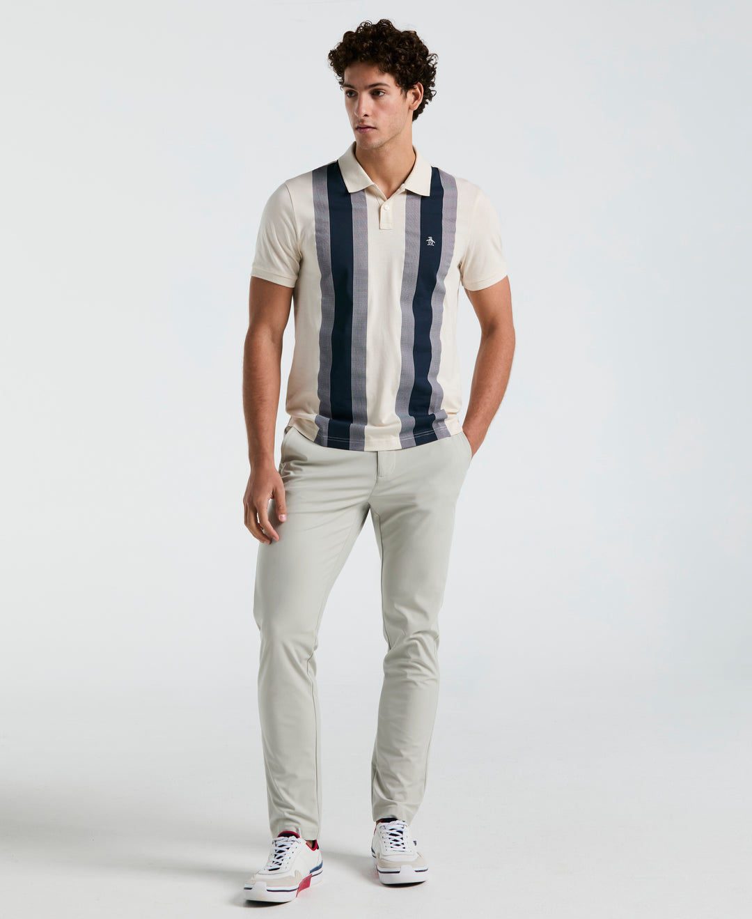 Jersey Vertical Wide Stripe Polo (Birch) 