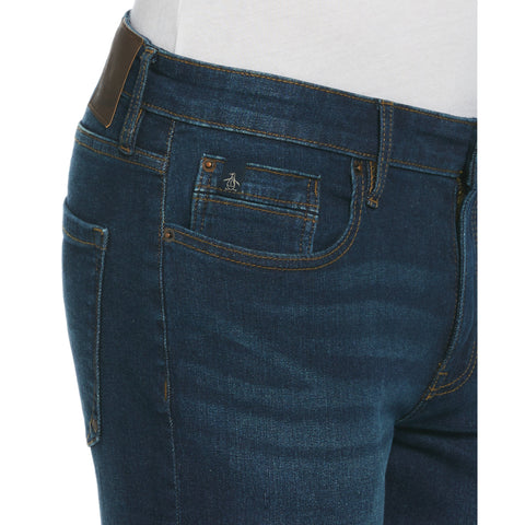 Vintage Wash Slim Fit Stretch Denim Trousers (Medium Vintage) 