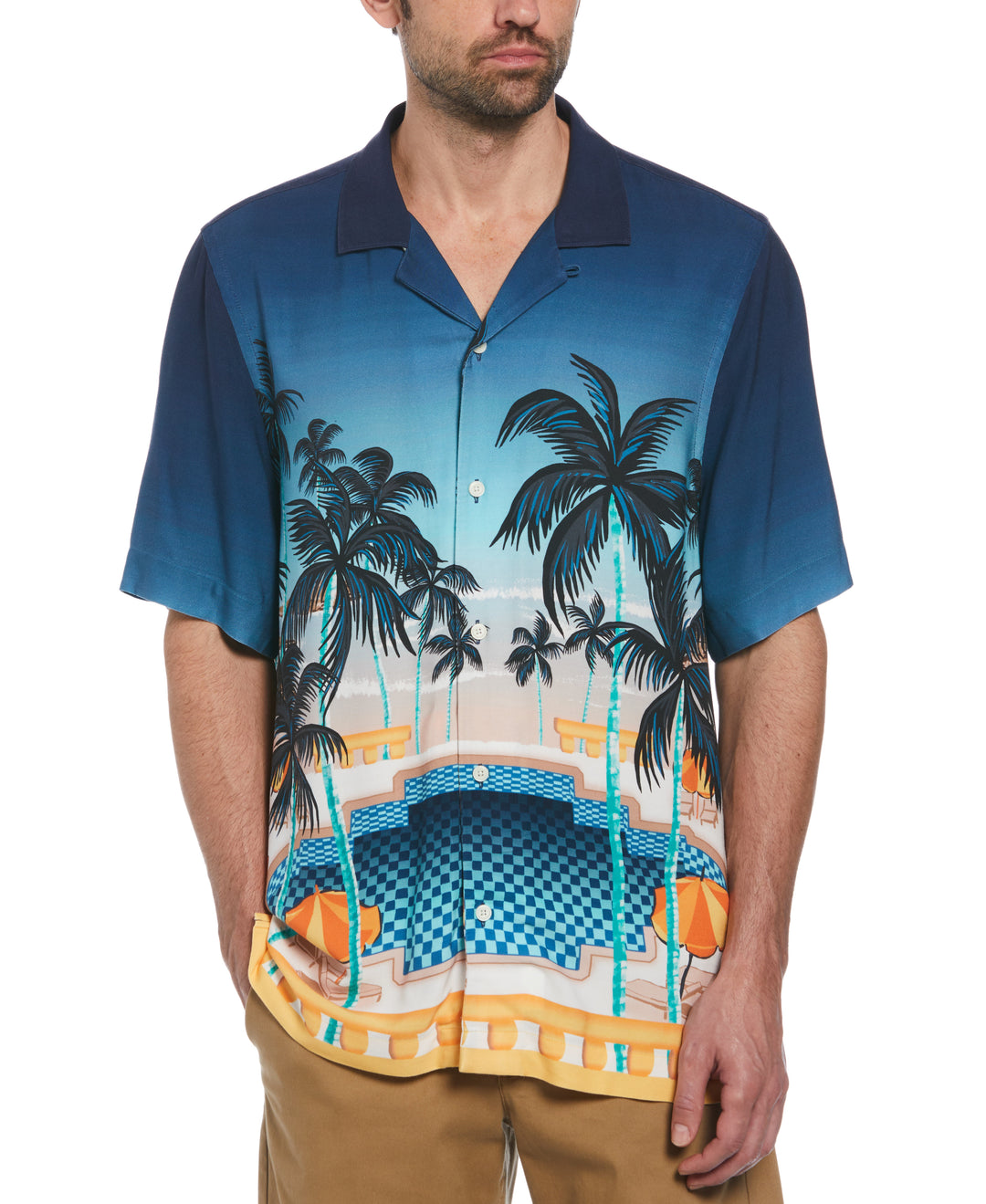 Viscose Pool Scene Shirt (Sargasso Sea) 