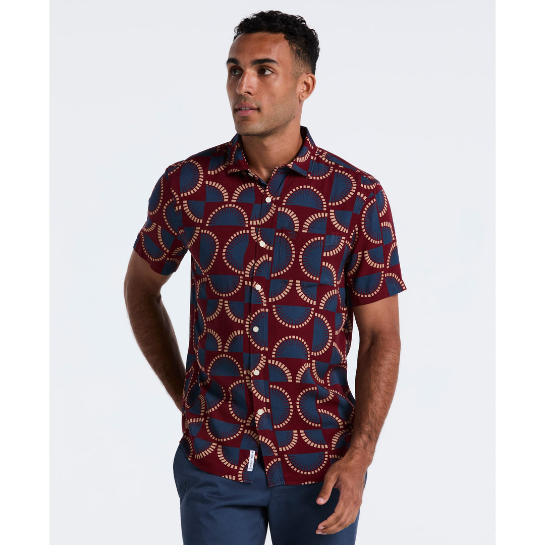 Viscose Print Short Sleeve Shirt (Cabernet) 