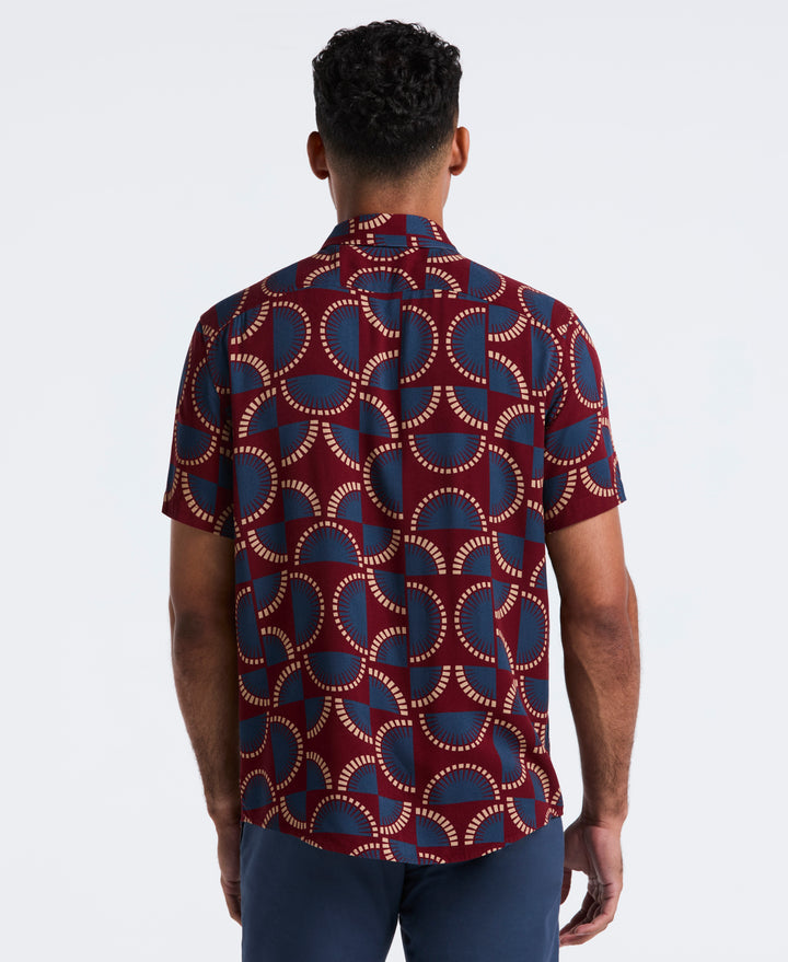 Viscose Print Short Sleeve Shirt (Cabernet) 