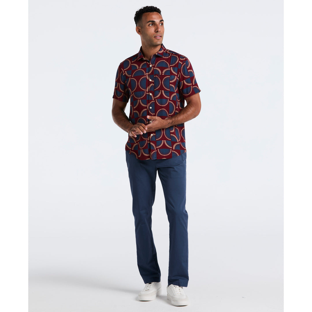 Viscose Print Short Sleeve Shirt (Cabernet) 