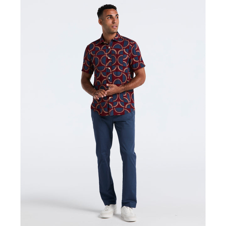 Viscose Print Short Sleeve Shirt (Cabernet) 