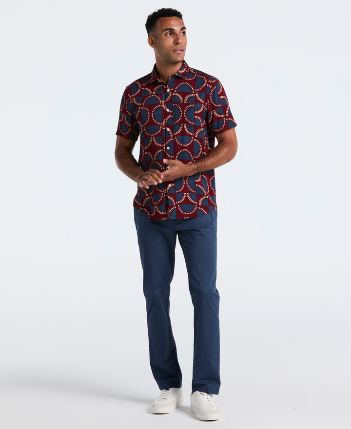 Viscose Print Short Sleeve Shirt (Cabernet) 