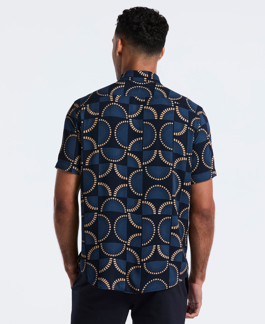 Viscose Print Short Sleeve Shirt (Dark Sapphire) 