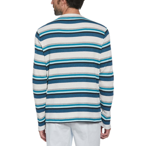 Waffle Stripe Crew Neck Sweater (Light Grey Melange) 