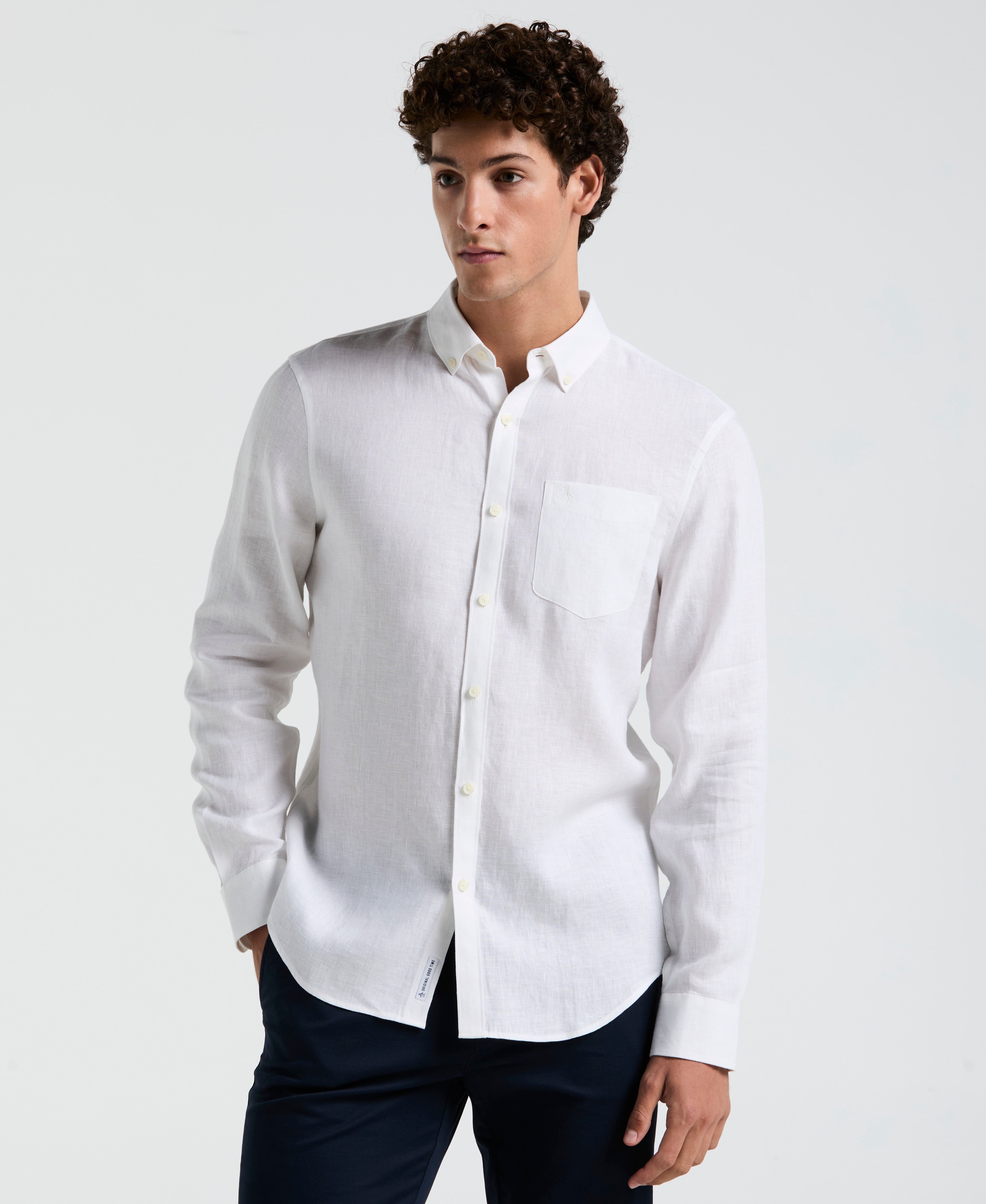 Washed Linen Long Sleeve Shirt – Original Penguin US
