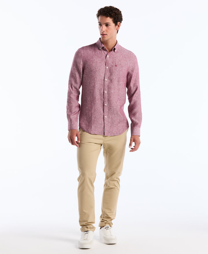 Washed Linen Shirt (Cabernet) 
