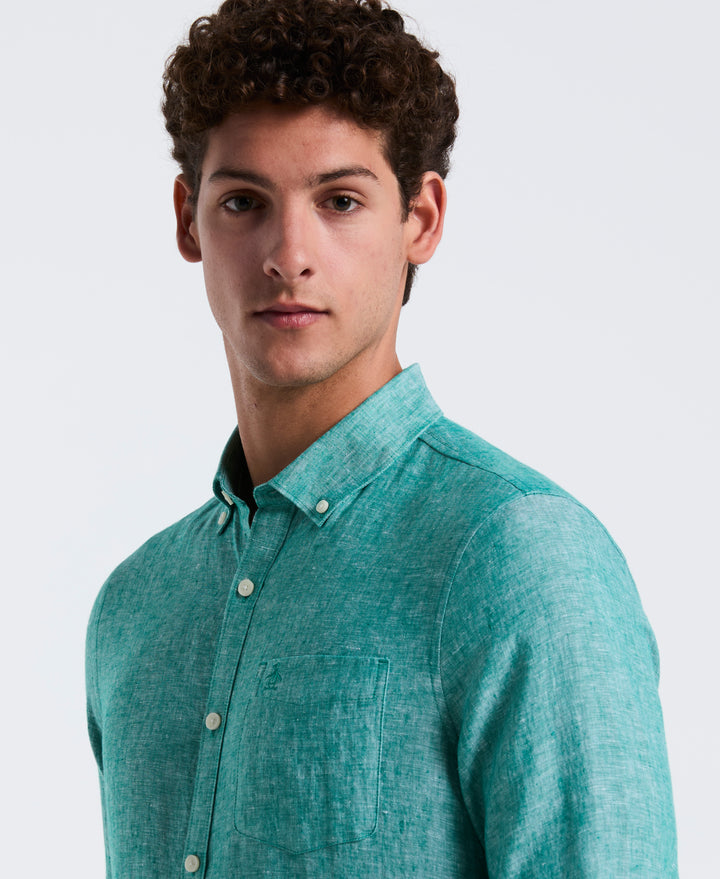 Washed Linen Shirt (Cadmium Green) 
