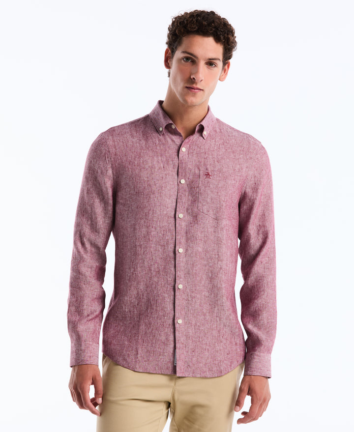 Washed Linen Shirt (Cabernet) 
