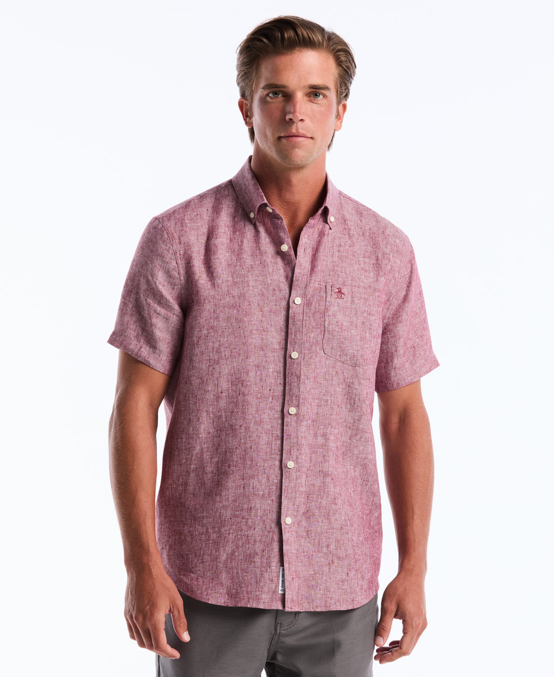 Washed Linen Shirt (Cabernet) 