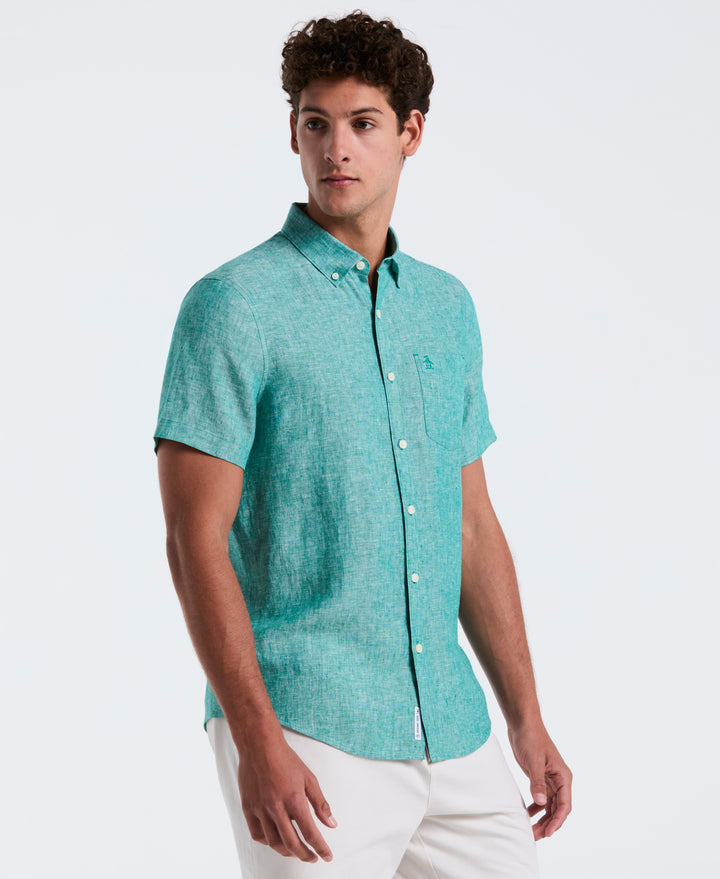 Washed Linen Shirt (Cadmium Green) 