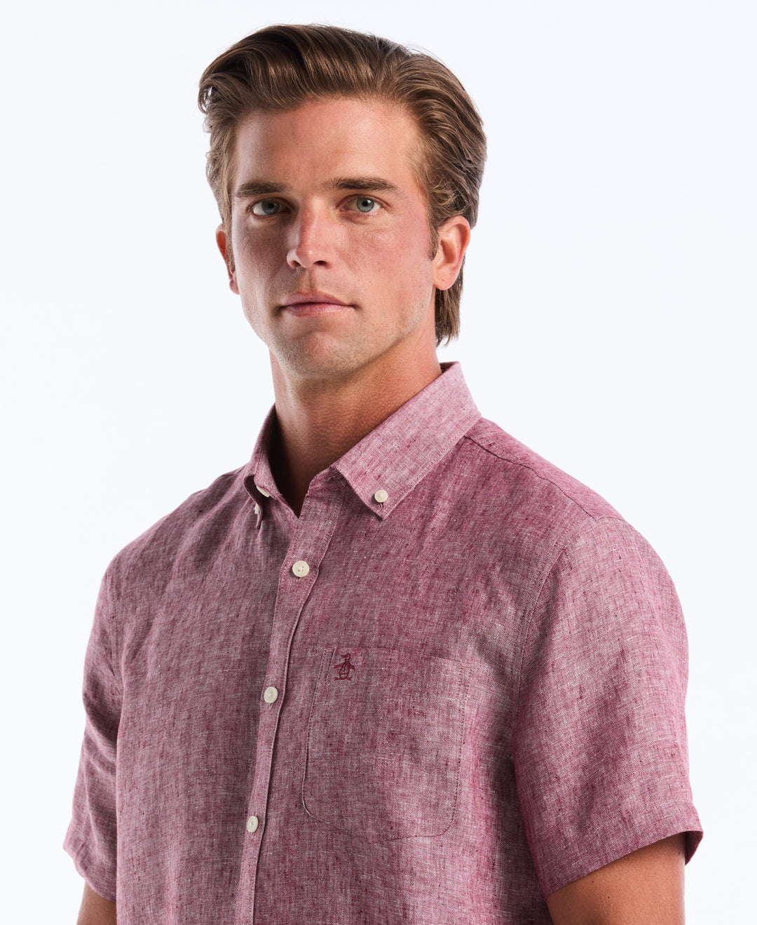 Washed Linen Shirt (Cabernet) 