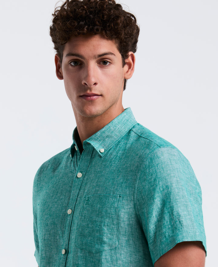 Washed Linen Shirt (Cadmium Green) 