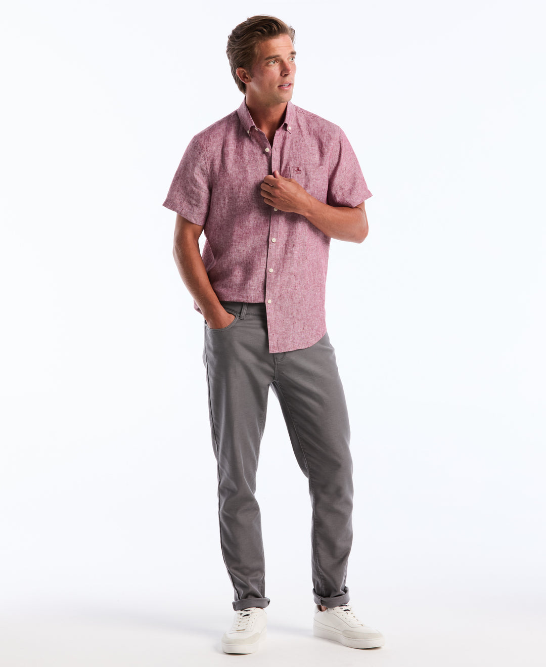 Washed Linen Shirt (Cabernet) 
