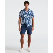 Wave Floral Print Camp Shirt (Blue Quartz) 